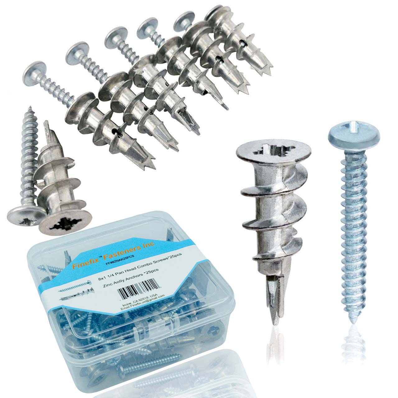 Zinc Alloy Anchor With 8x1 1/4 Pan Head Screws Kit (25PCS)